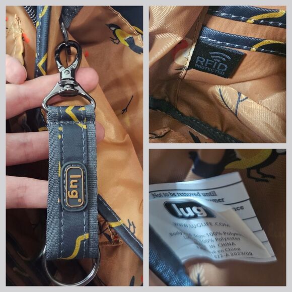 Lug Shimmy SE Songbird Gray Crossbody Bottle Pouch Key Link RFID Blocking NWOT - Picture 12 of 14